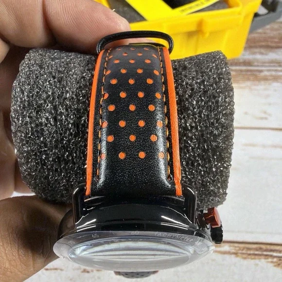 Invicta Racing 49369 Men's Watch 44mm Tachymeter Orange/Black Leather